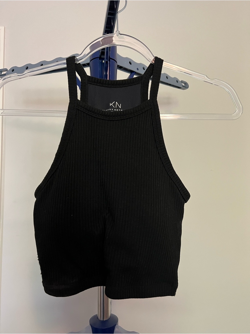 Klassy Network Black Ribbed Crop Tank Top